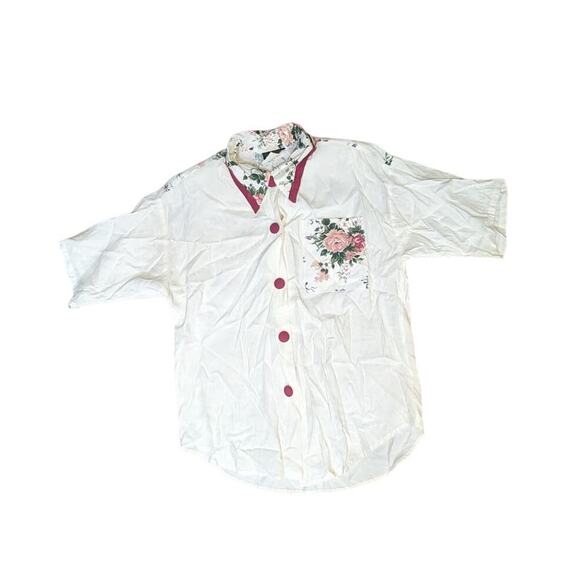 Vintage Hot Stuff Floral button up top Size M - Picture 1 of 8